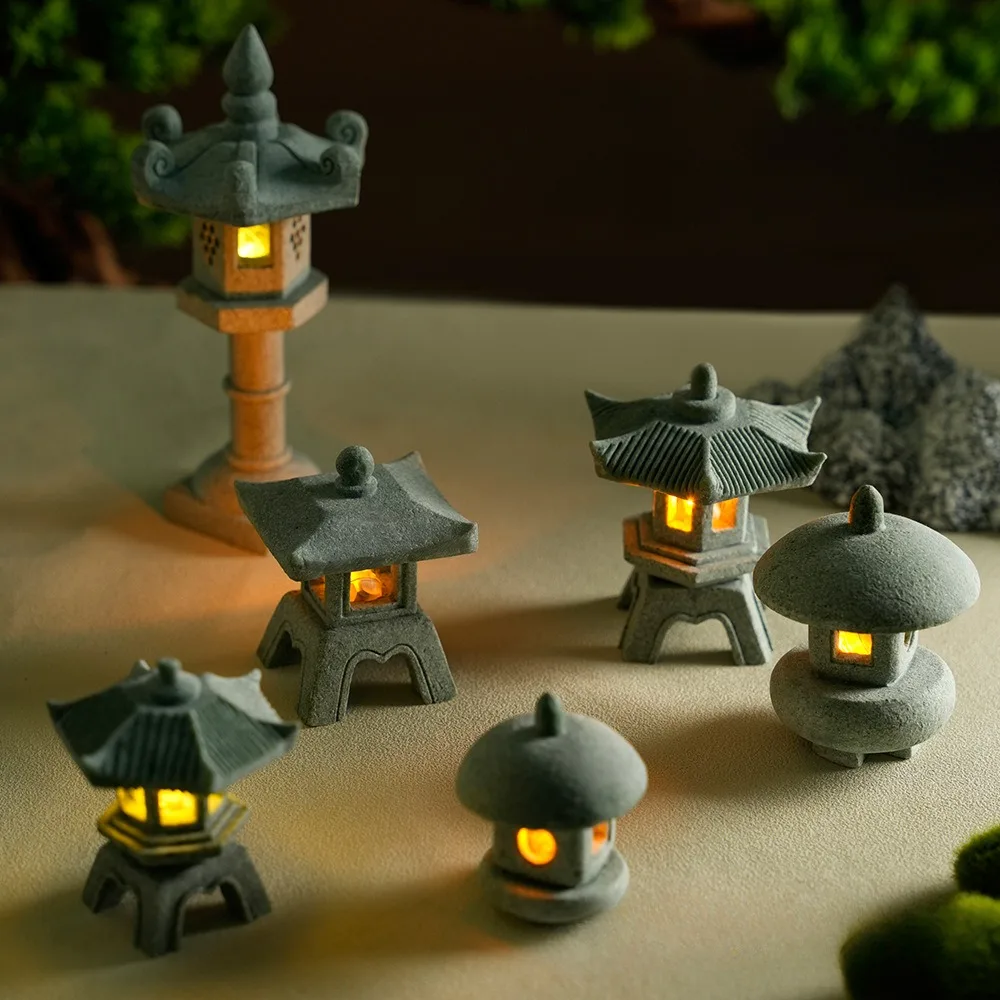Outdoor Zen Lighting - Mini pagode lanterna luz estátua do
