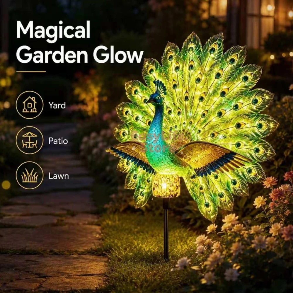 Outdoor Lighting Ideas - Escultura de Pavão Solar para Jardim,