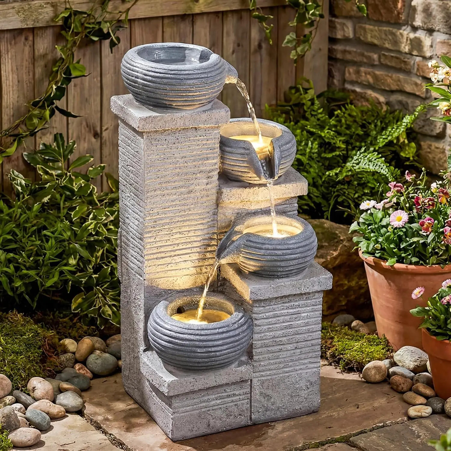 Fonte de Água de 4 Níveis para - Outdoor Zen Lighting avaliação e preço