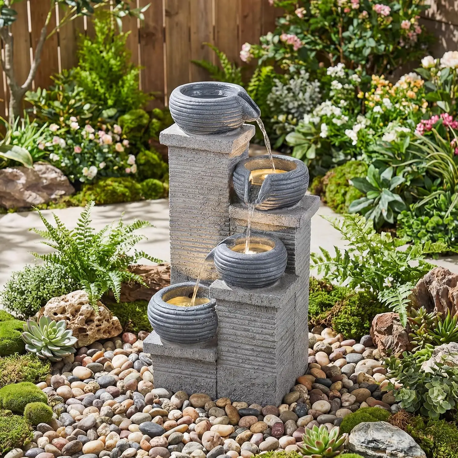 Fonte de Água de 4 Níveis para - Outdoor Zen Lighting avaliação e preço