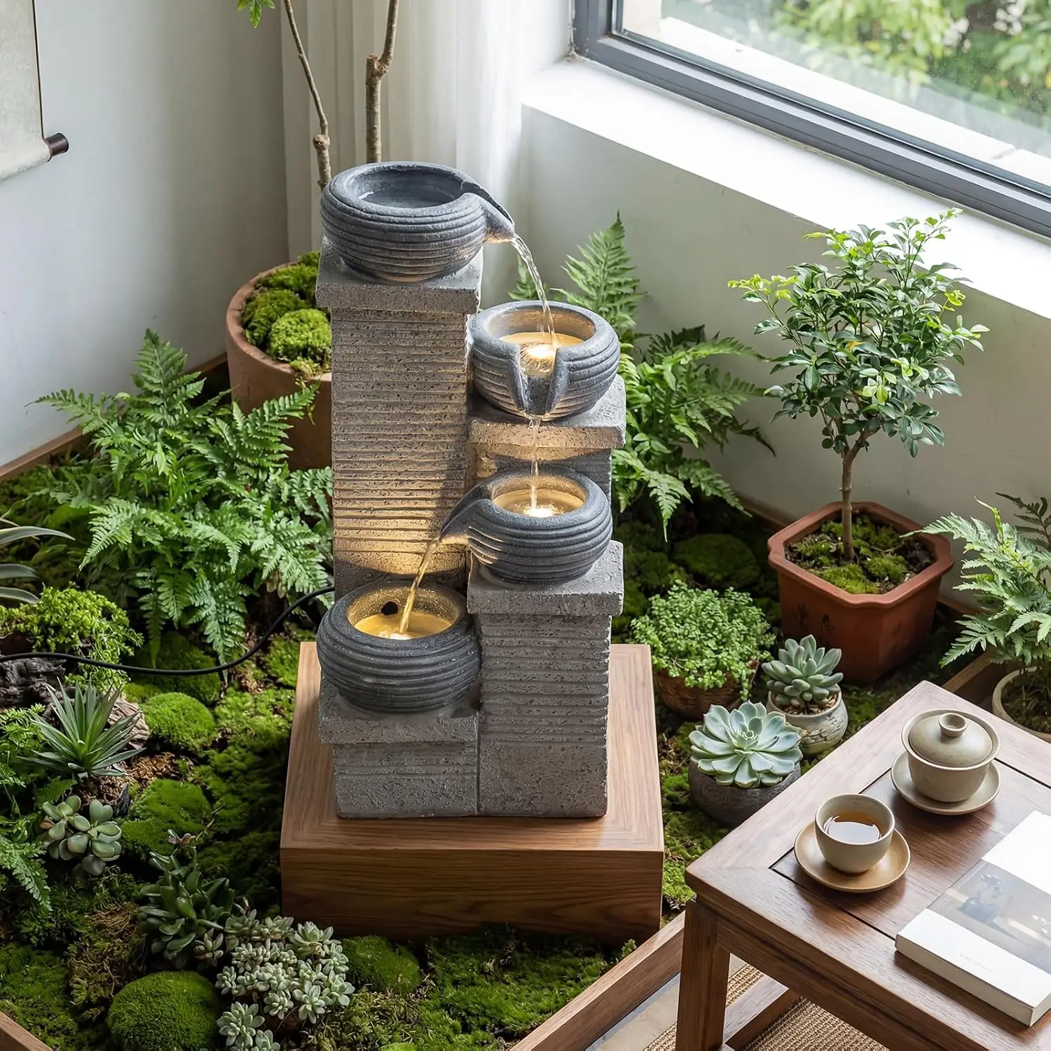 Fonte de Água de 4 Níveis para - Outdoor Zen Lighting avaliação e preço