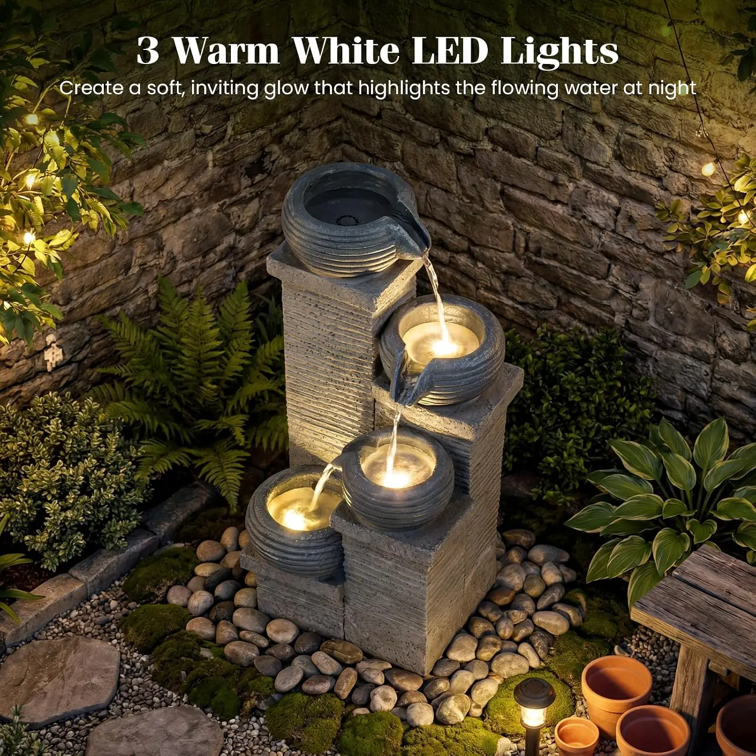 Fonte de Água de 4 Níveis para - Outdoor Zen Lighting avaliação e preço