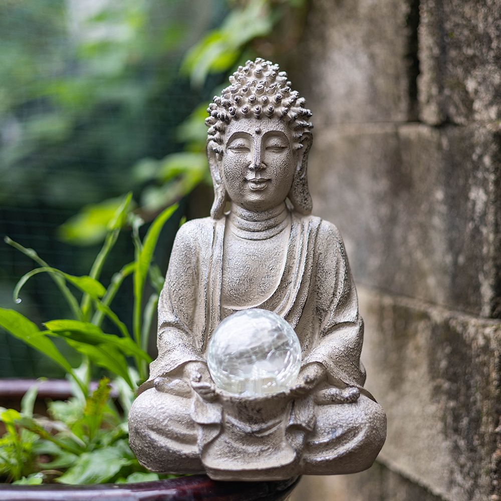 Estátua de Buda em resina de 2 - Outdoor Zen Lighting avaliação e preço