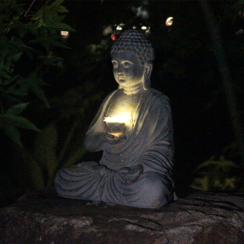 Resina solar estátua de buda e - Outdoor Zen Lighting avaliação e preço