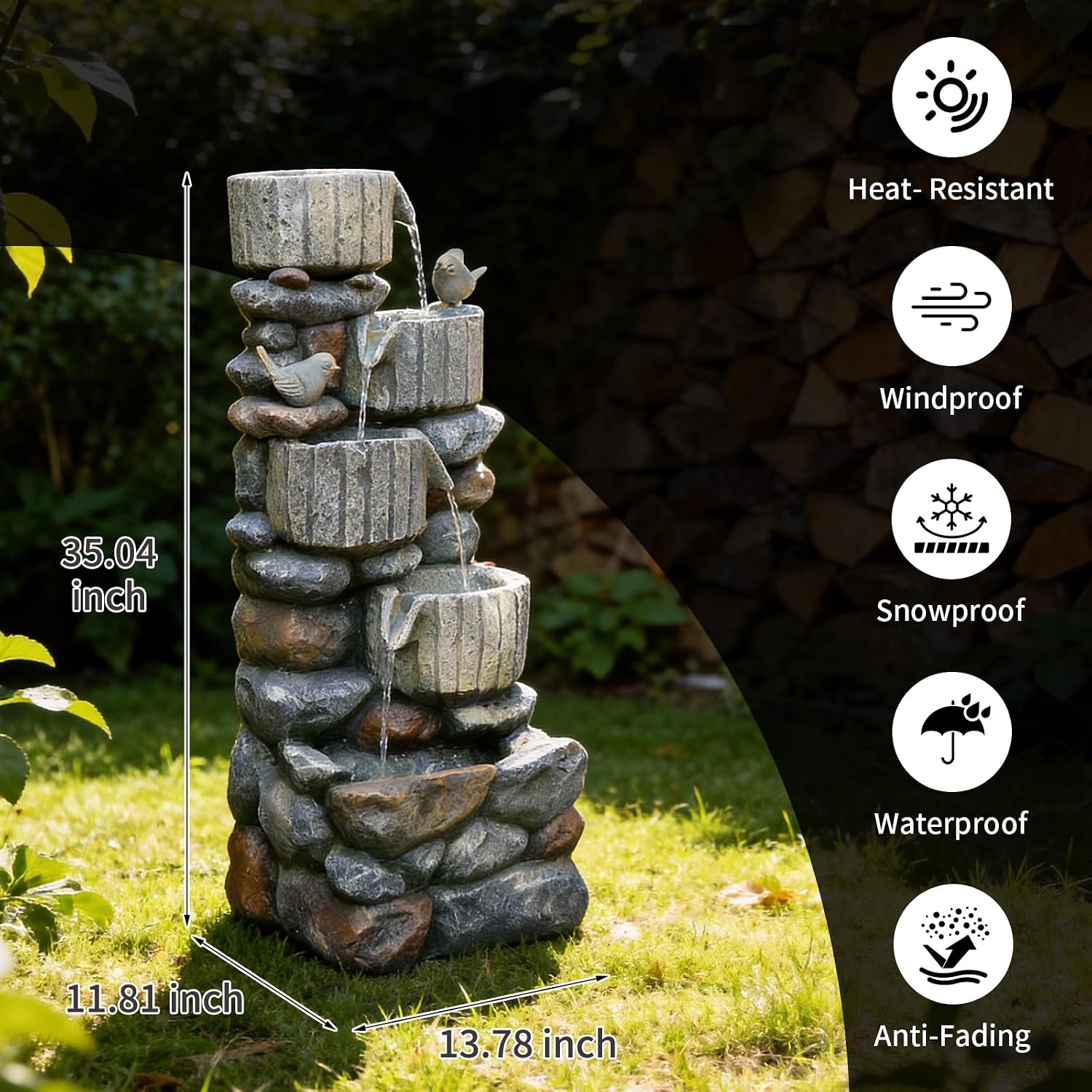 Fonte de Água em Cascata de 5  - Outdoor Lighting Deck avaliação e preço